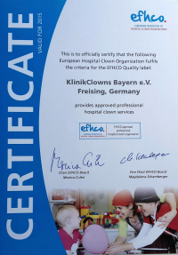 EFHCO Zertifikat für KlinikClowns
